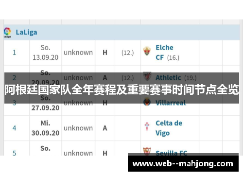 阿根廷国家队全年赛程及重要赛事时间节点全览