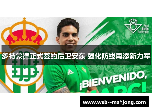 多特蒙德正式签约后卫安东 强化防线再添新力军